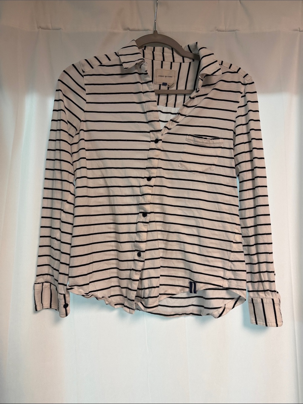 Striped Button-Up Shirt in White and Black
